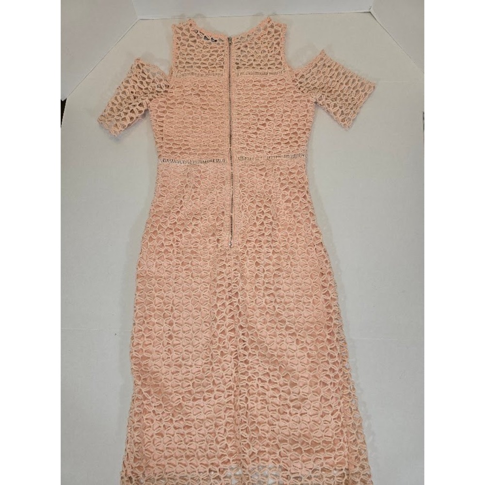 INA Cold Shoulder Lace Sheath‎ Dress, Pink Peach, Special Occasion Party S